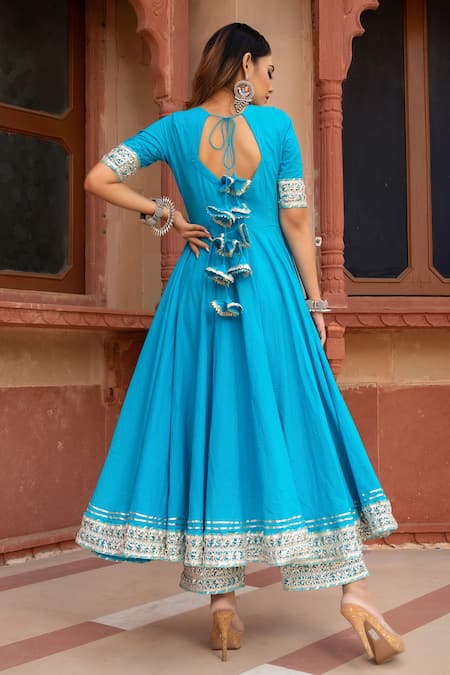 Pomcha Jaipur Cotton Anarkali Pant Set 