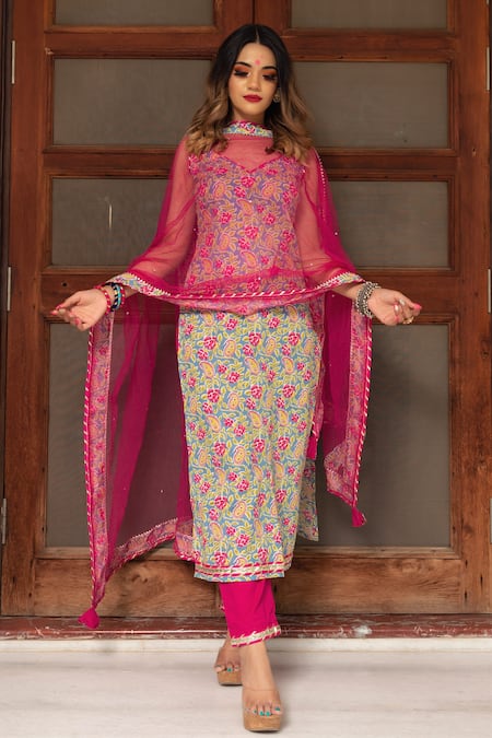 POMCHA JAIPUR Hand Block Print Kurta Pant Set 