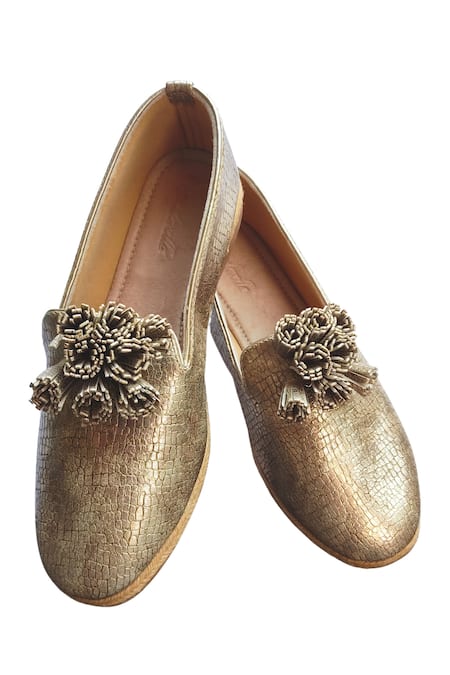 Buy Gold Embroidered Vivid Shoes by Cinderella by Heena Yusuf Online at Aza  Fashions.