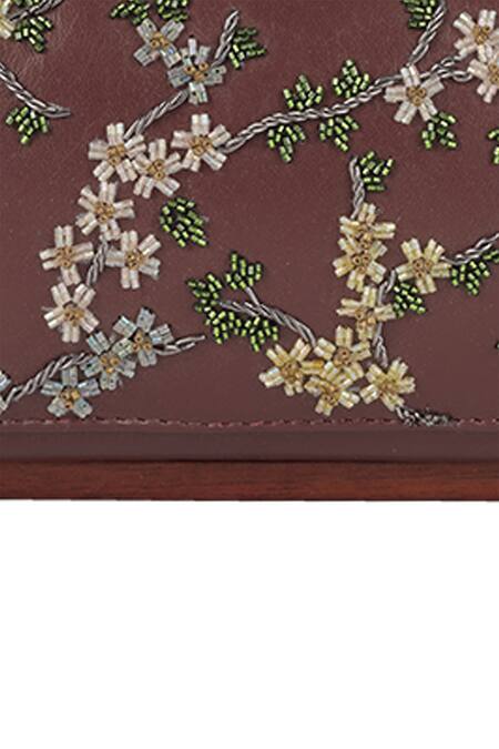 Shop_Duetluxury_Maroon Embroidered Rectangle Bag_Online_at_Aza_Fashions