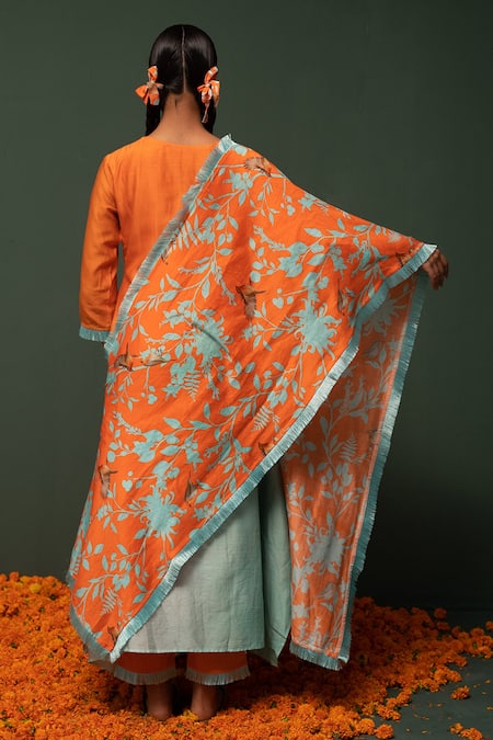 Chrkha Ombre Chanderi Silk Kurta Pant Set 
