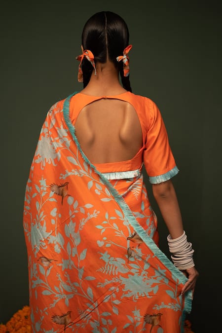 Chrkha Floral Print Saree 