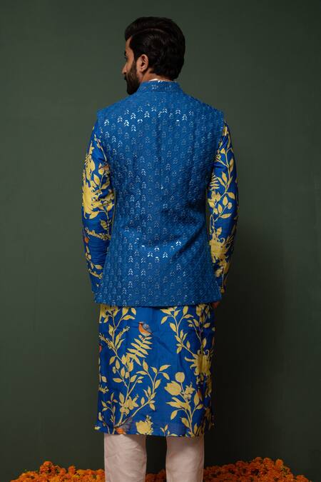 Chrkha Mirror Work Bundi Kurta Set 