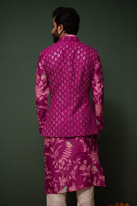 Chrkha Mirror Work Bundi Kurta Set 