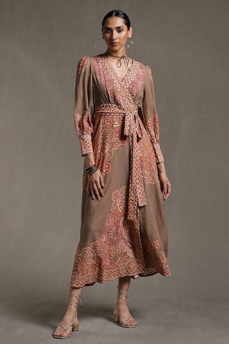 Ritu Kumar Paisley Print Wrap Dress 