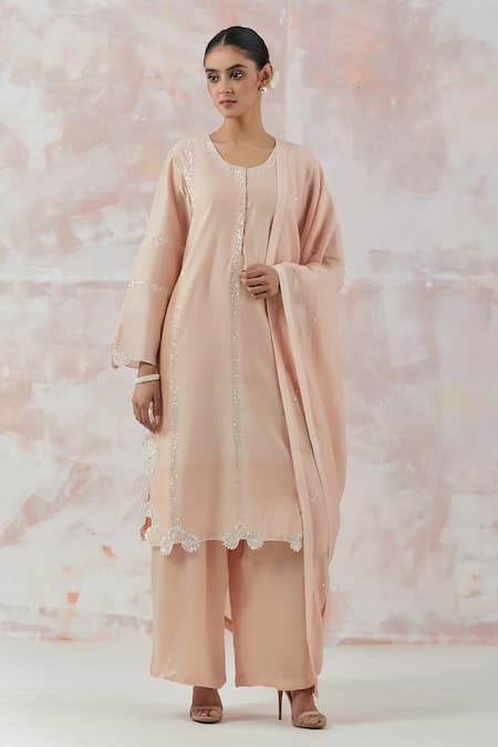 Simrita Arora Silk Chanderi Kurta Palazzo Set 