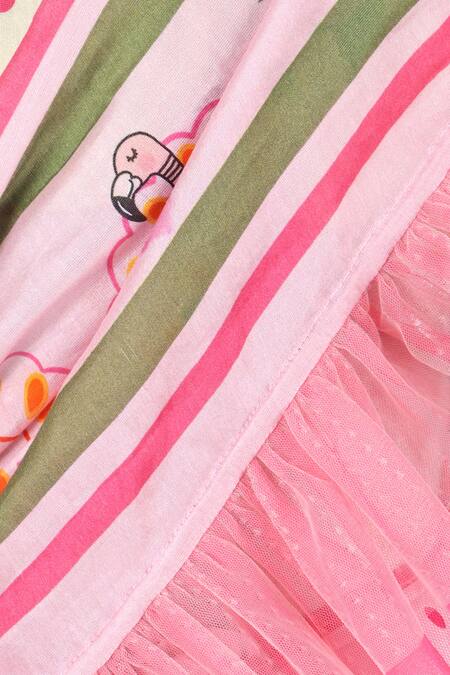 Buy_STELLA ROSSA BY LES PETITS_Pink Chanderi, Viscose Embroidery Ruffle Saree With Blouse_Online_at_Aza_Fashions