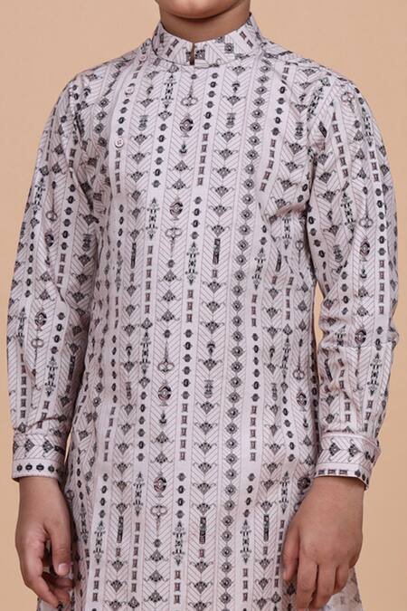 Raghavendra Rathore Blue Pink Cotton Embroidery Linear Print Kurta at Aza Fashions Raghavendra Rathore Blue_Pink Cotton Embroidery Linear Print Kurta _at_Aza_Fashions
