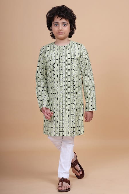 Raghavendra Rathore Blue Cotton Printed Kurta 