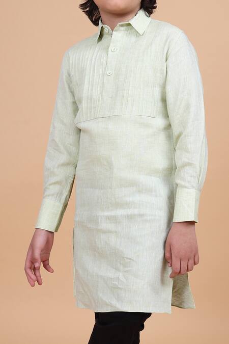 Buy Raghavendra Rathore Blue Beige Linen Pintuck Kurta Online at Aza Fashions Buy_Raghavendra Rathore Blue_Beige Linen Pintuck Kurta _Online_at_Aza_Fashions