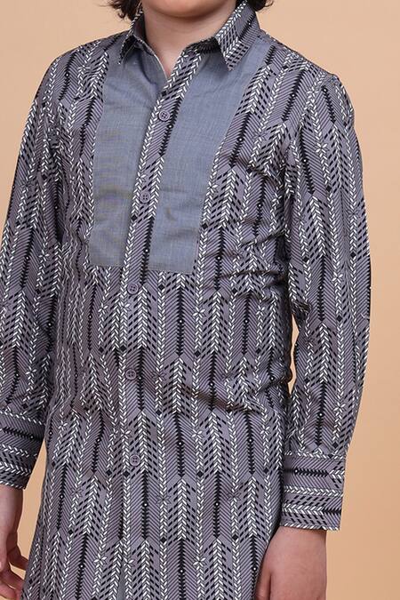 Buy Raghavendra Rathore Blue Grey Cotton Printed Kurta Online at Aza Fashions Buy_Raghavendra Rathore Blue_Grey Cotton Printed Kurta _Online_at_Aza_Fashions