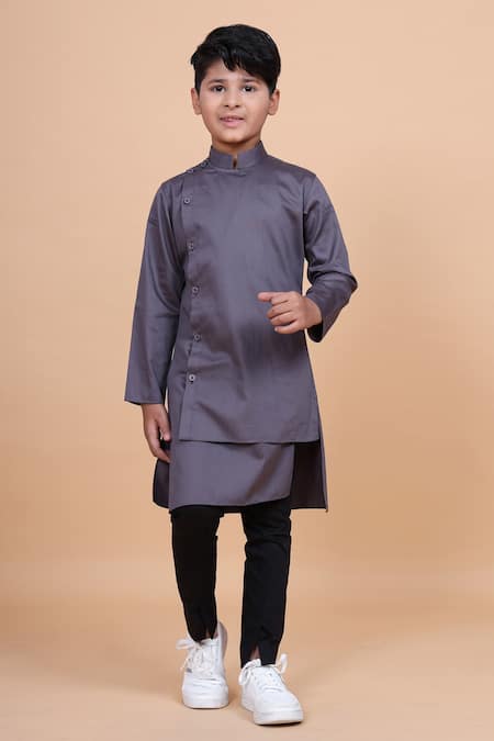 Raghavendra Rathore Blue Cotton Asymmetric Kurta 