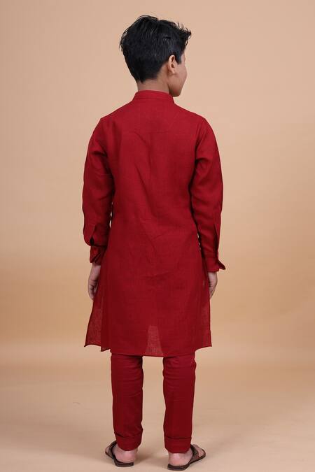 Shop_Raghavendra Rathore Blue_Red Cotton Tapered Pant _at_Aza_Fashions