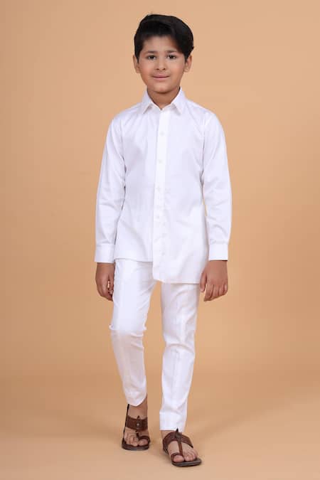 Raghavendra Rathore Blue Cotton Spread Collar Kurta 
