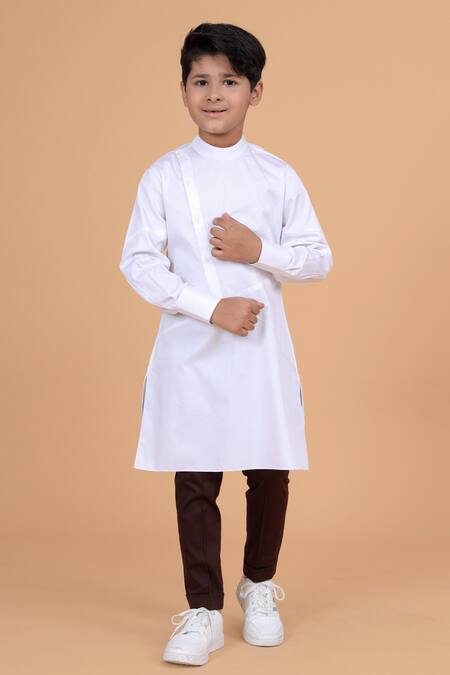 Raghavendra Rathore Blue_White Cotton Kurta _Online_at_Aza_Fashions