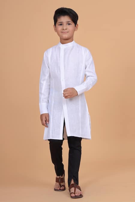 Raghavendra Rathore Blue Cotton Linen Kurta 