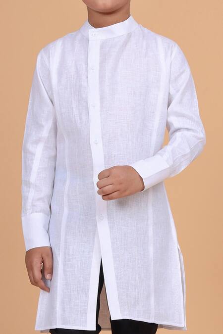 Raghavendra Rathore Blue White Cotton, Linen Kurta at Aza Fashions Raghavendra Rathore Blue_White Cotton, Linen Kurta _at_Aza_Fashions