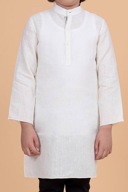 Shop Raghavendra Rathore Blue Off White Cotton, Linen Kurta Online at Aza Fashions Shop_Raghavendra Rathore Blue_Off White Cotton, Linen Kurta _Online_at_Aza_Fashions
