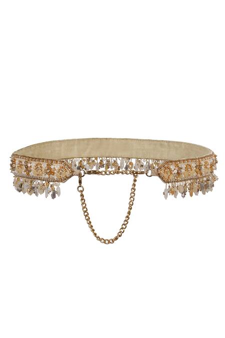 Lovetobag Gold Semi-precious Nuggets Amara Bead Embellished Belt Online at Aza Fashions Lovetobag_Gold Semi-precious Nuggets Amara Bead Embellished Belt _Online_at_Aza_Fashions