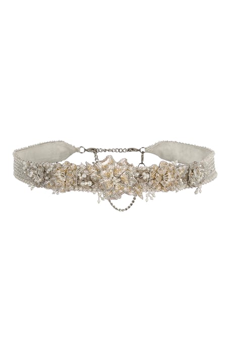 Lovetobag Silver Japanese Beads Esme Embellished Belt 