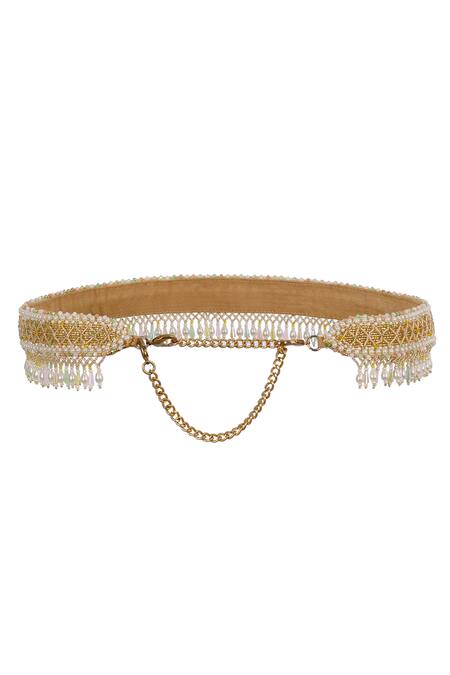 Lovetobag Gold Japanese Beads Kiah Embellished Belt Online at Aza Fashions Lovetobag_Gold Japanese Beads Kiah Embellished Belt _Online_at_Aza_Fashions