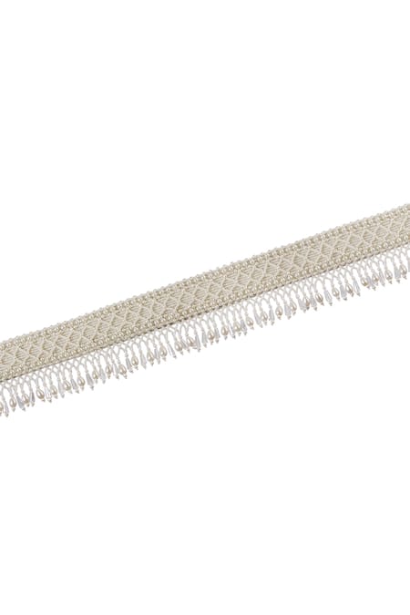 Lovetobag Ivory Japanese Beads Kiah Embellished Belt Online at Aza Fashions Lovetobag_Ivory Japanese Beads Kiah Embellished Belt _Online_at_Aza_Fashions