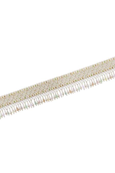 Buy_Lovetobag_Ivory Japanese Beads Kiah Drop Belt _Online_at_Aza_Fashions