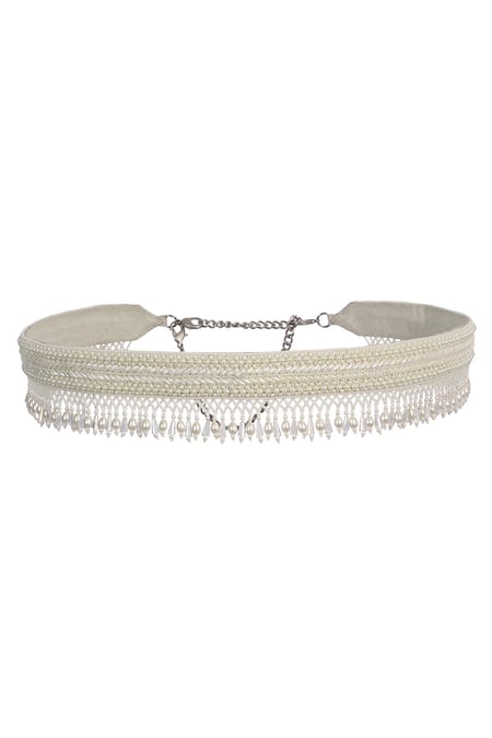 Lovetobag Ivory Japanese Beads Noori Embellished Belt 