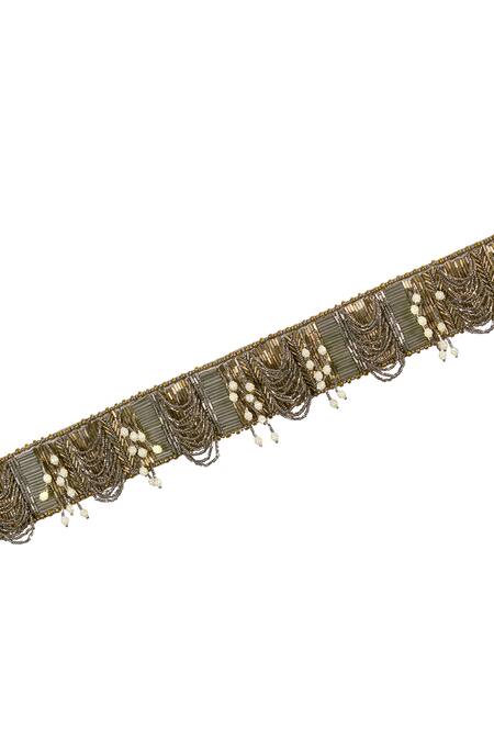 Buy Lovetobag Gold Luminous Japanese Micro Bead And Baroque Pearl Embellishment Ruche Belt Online at Aza Fashions Buy_Lovetobag_Gold Luminous Japanese Micro Bead And Baroque Pearl Embellishment Ruche Belt _Online_at_Aza_Fashions