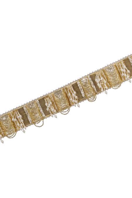 Buy Lovetobag Gold Luminous Japanese Micro Bead And Baroque Pearl Embellishment Ruche Belt Online at Aza Fashions Buy_Lovetobag_Gold Luminous Japanese Micro Bead And Baroque Pearl Embellishment Ruche Belt _Online_at_Aza_Fashions