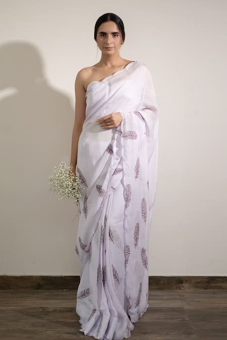 Avaasya Jaipur Feather Print Saree 