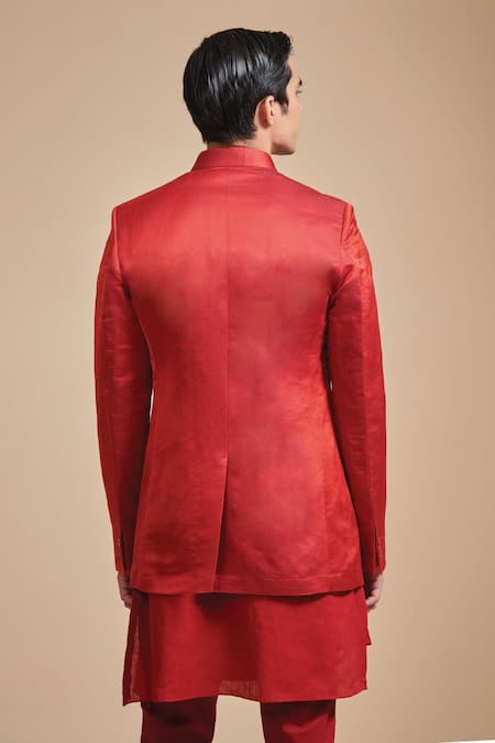 Raghavendra Rathore Blue Angular Bandhgala & Kurta Set 