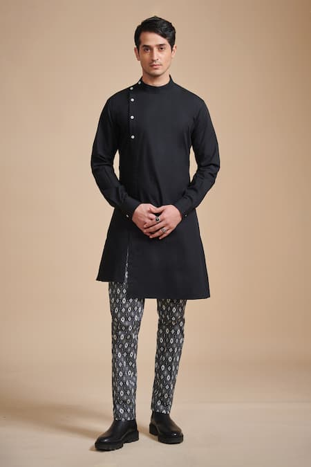 Raghavendra Rathore Blue Asymmetric Kurta 