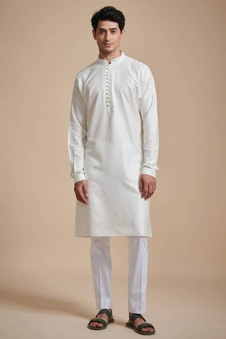 Raghavendra Rathore Blue Silk Jacquard Kurta 