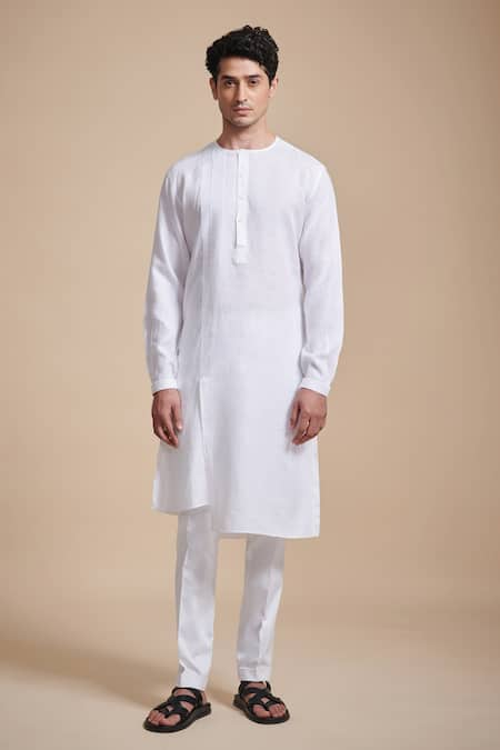 Raghavendra Rathore Blue Linen Kurta 