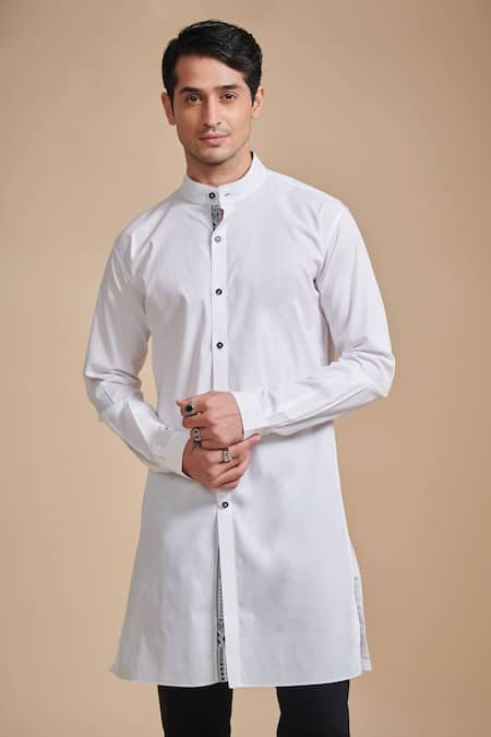 Raghavendra Rathore Blue Mandarin Collar Kurta 