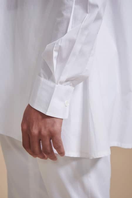 Buy Raghavendra Rathore Blue White Cotton Spread Collar Kurta Online at Aza Fashions Buy_Raghavendra Rathore Blue_White Cotton Spread Collar Kurta _Online_at_Aza_Fashions