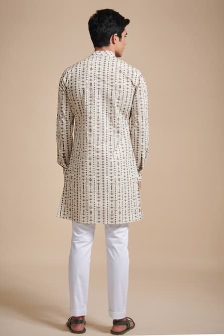 Raghavendra Rathore Blue Linear Print Kurta 