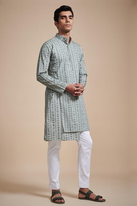 Raghavendra Rathore Blue Asymmetric Layered Kurta 