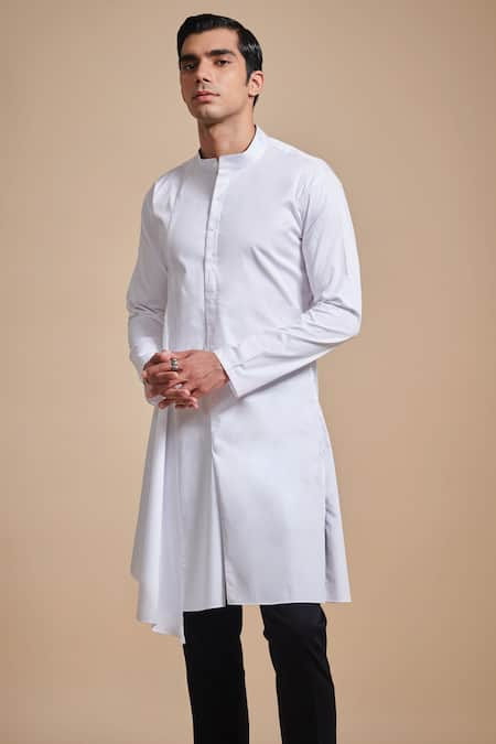 Raghavendra Rathore Blue Cotton Asymmetric Godet Kurta 