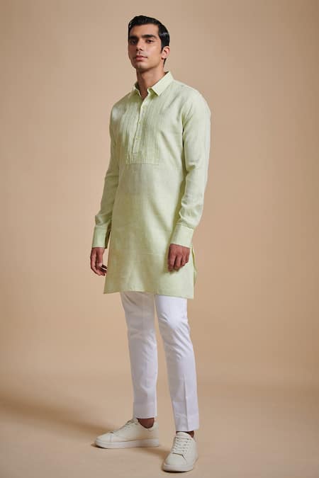 Raghavendra Rathore Blue Pintuck Kurta Set 