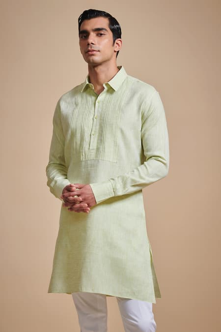 Raghavendra Rathore Blue Pintuck Kurta Set 