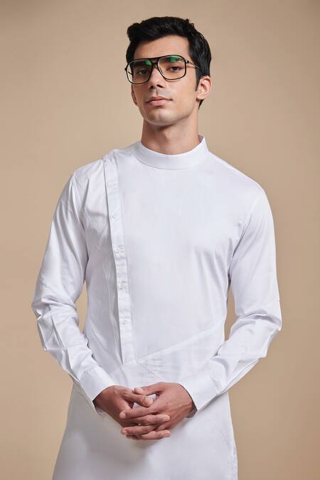 Buy_Raghavendra Rathore Blue_White Cotton Kurta _Online_at_Aza_Fashions