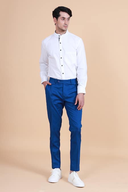 Raghavendra Rathore Blue Cotton Straight Pant 