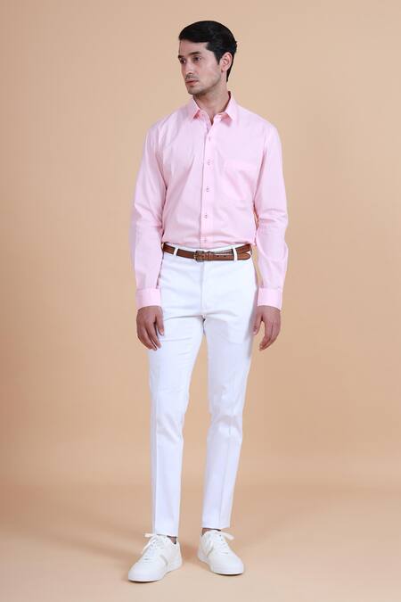 Buy_Raghavendra Rathore Blue_Pink Cotton Plain Shirt _Online_at_Aza_Fashions