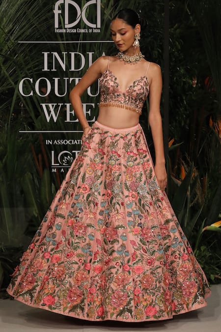 Varun Bahl Floral Embroidered Lehenga & Blouse Set 