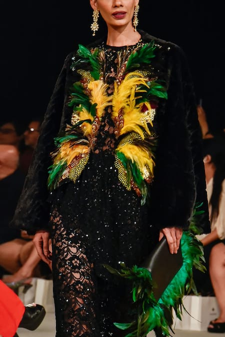 Varun Bahl Sheer Top & Embellished Trousers Set 