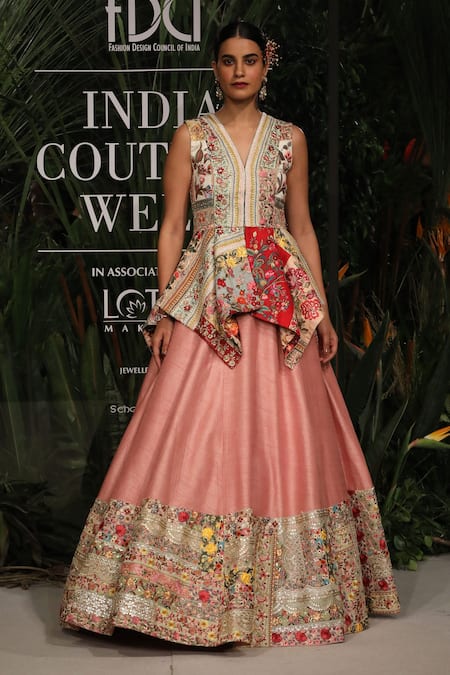 Varun Bahl Upcycled Patchwork Lehenga & Top Set 