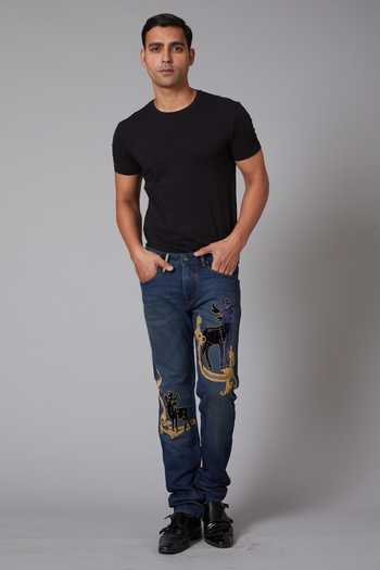 Rohit Bal Denim Embroidered Jeans