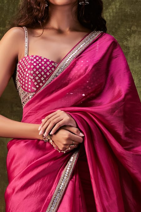 Buy Pink Woven Paisley And Floral Motifs & Saree With Running Blouse For  Women by Nazaakat by Samara Singh Online at Aza Fashions.